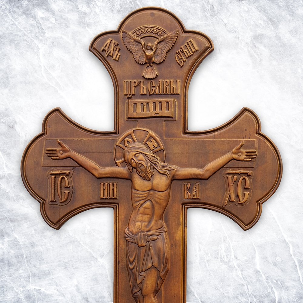 Крест «Резной №1» (орех / бронза)
