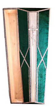 Гроб восьмерка зеленая с серебром