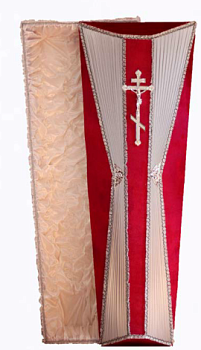 Гроб "Бабочка" с серебром с атласной постелью